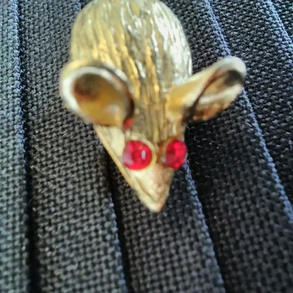 Vintage Gold Mouse Pin with moving Tail - Picture 3 of 5